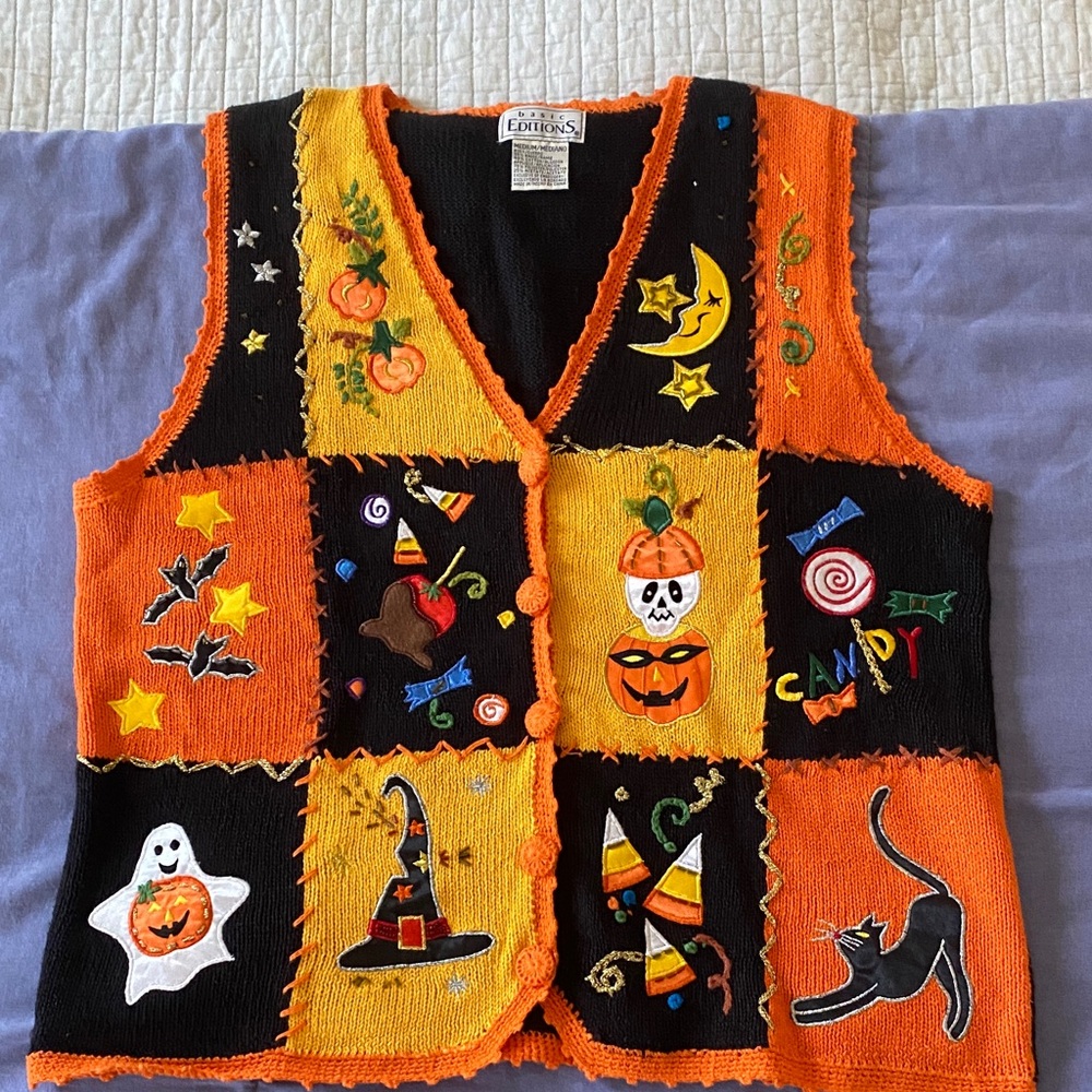 Vintage 90s Basic Editions Knit Halloween Vest 🎃